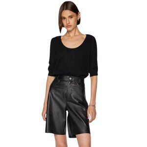 Frame 100% Cashmere Puff Short Sleeve Sweater Pullover Women's Small Black NWOT